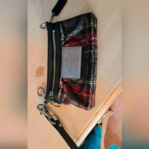 Coach Poppy Black Patterned Wristlet